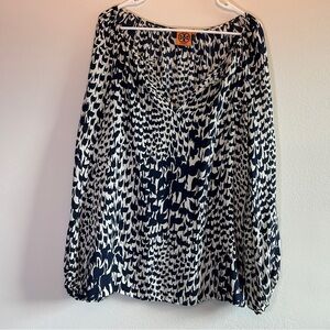 Tory Burch 100% Silk Keyhole Blouse Size 10